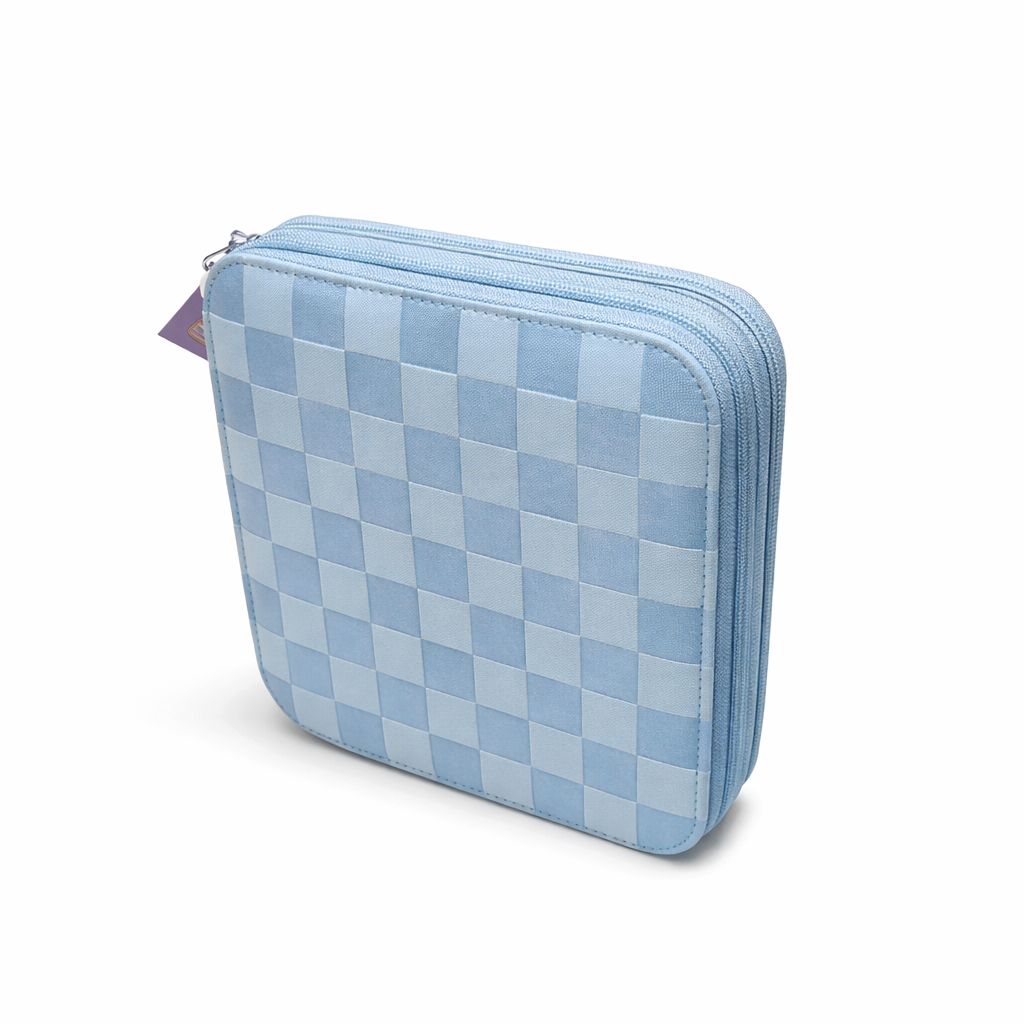 Gevulde etui blauw.