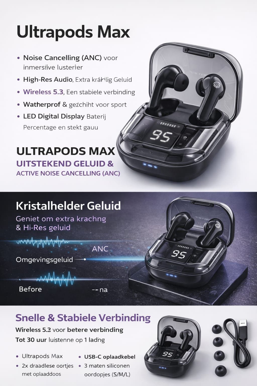 Ultrapods Max – Draadloze Oordopjes met ANC