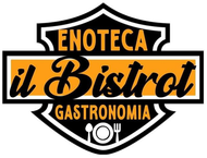 Logo per Enoteca il Bistrot Gastronomia in nero, arancione e bianco