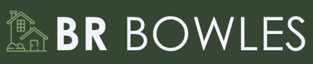 Logo of "BR BOWLES" with house icon. White text on dark green background.