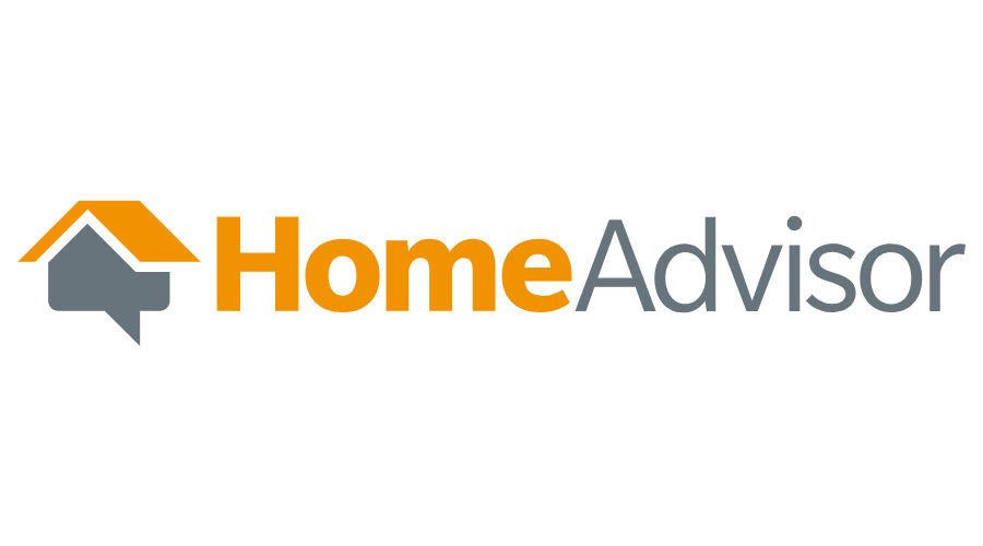 HomeAdvisor logo with an orange and gray house icon and orange text.
