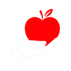 White hand holding a red apple on a white background