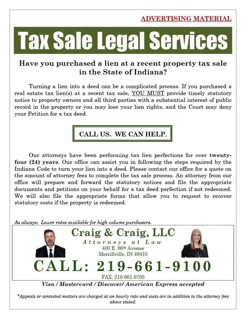 Legal Assistance with Tax Sales Merrillville