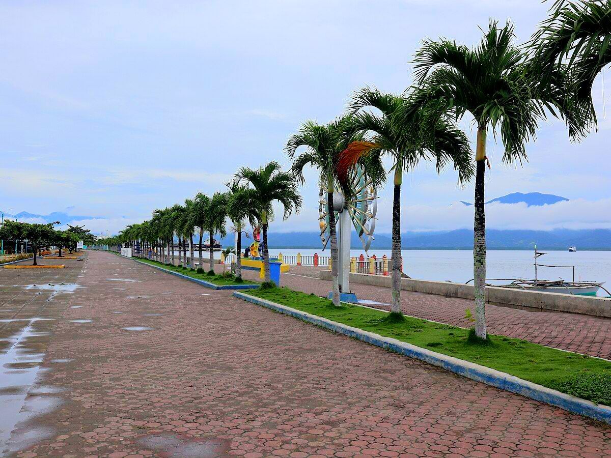 Palm-lined baywalk promenade in Puerto Princesa Palawan Philippines