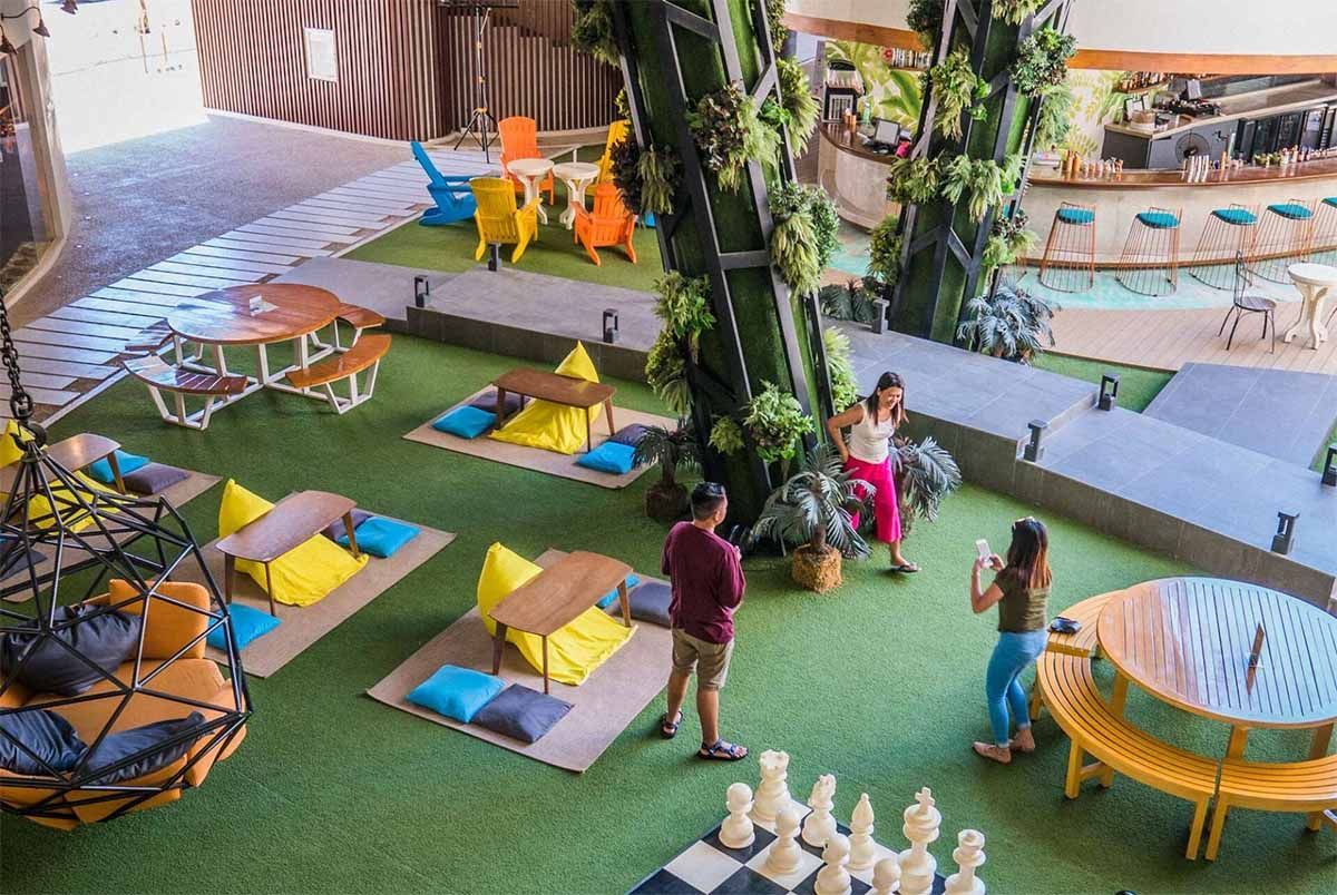 Hue Hotel Boracay Station 2 colorful lounge area with giant chess