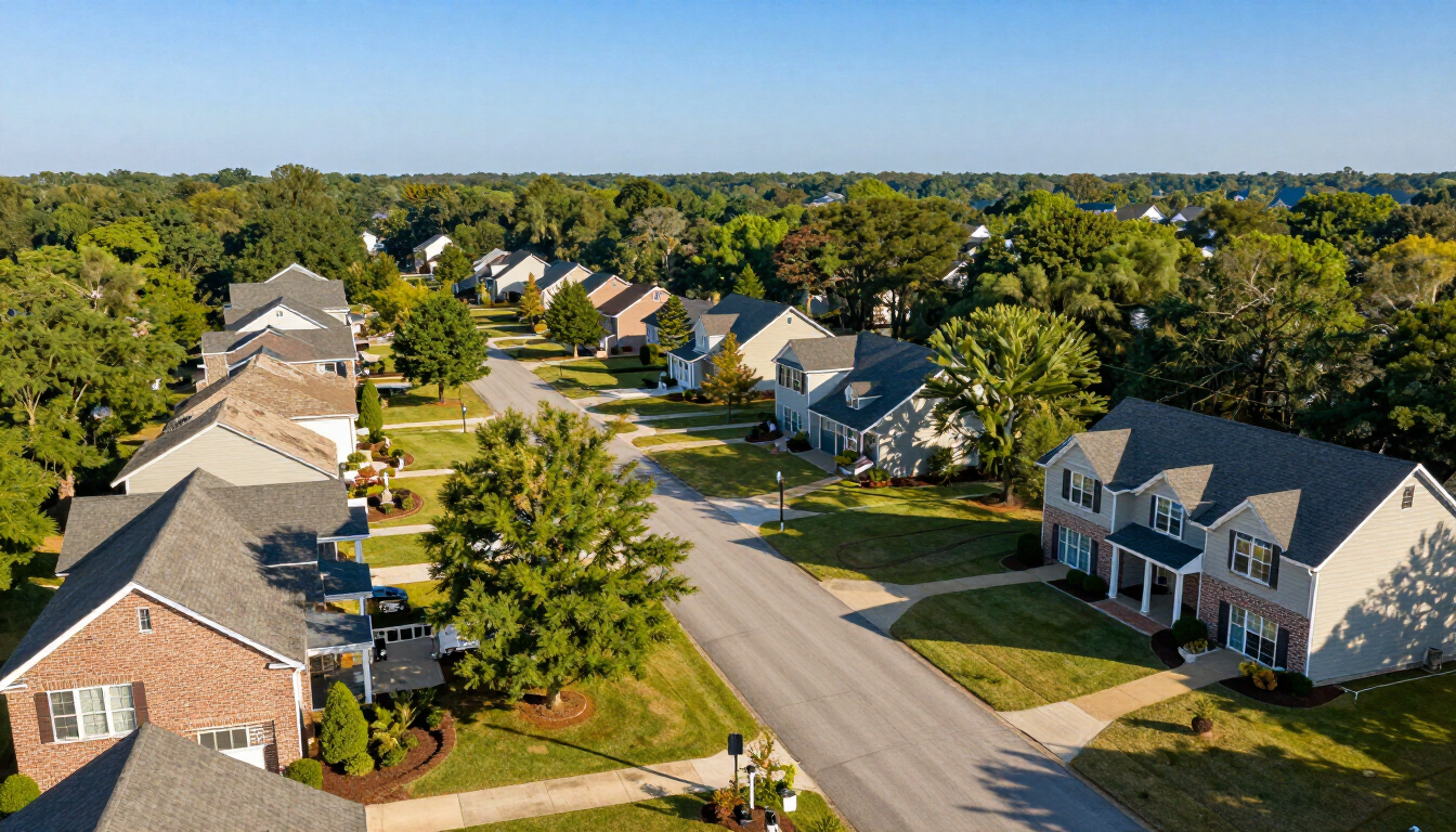 Beautiful summer day in a Statesboro Georgia residential neighborhood