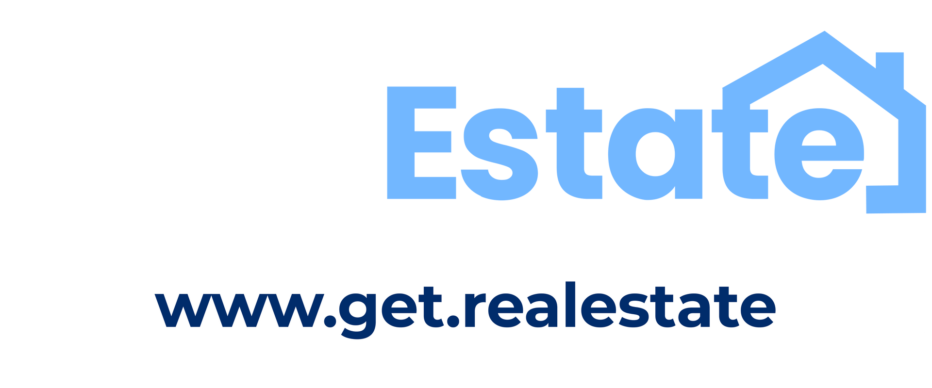 Blue “Estate” logo with house roof icon and website text “www.get.realestate”