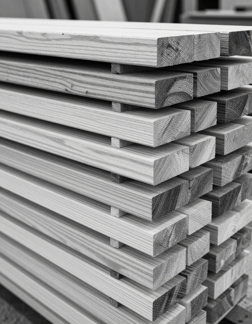 Tablones de madera premium apilados