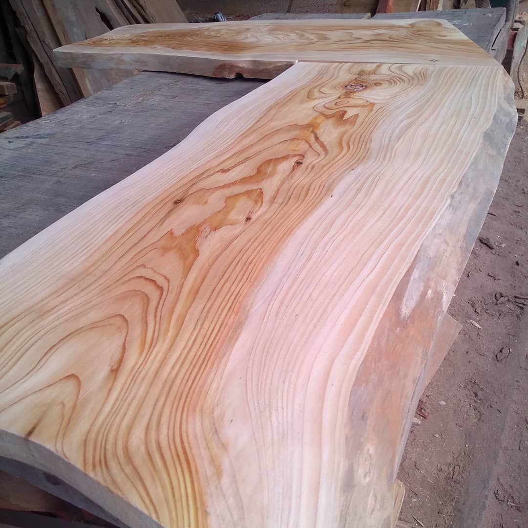 Tablones de madera apilados en el aserradero