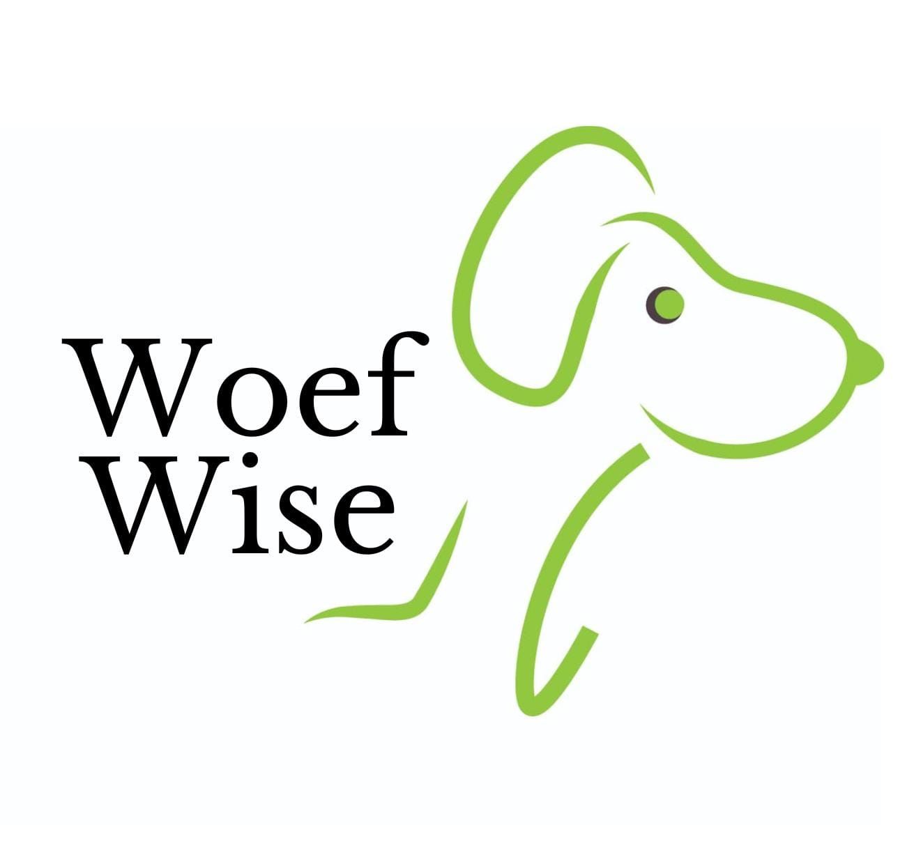 Logo voor Woef Wise, tekst 