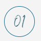 Light blue circle with the number 01 in the center