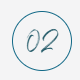 Handwritten “02” inside a thin blue circle on a white background