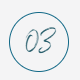 Handwritten “03” inside a thin teal circle on a white background
