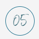 Hand-drawn blue circle with the number 05 inside on a white background