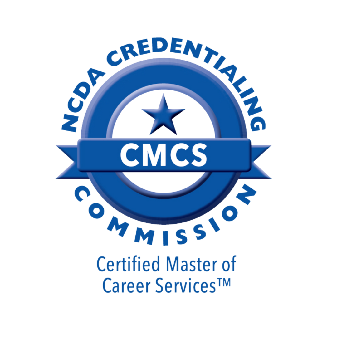 NCDA Credentialing Commission CMCS seal in blue and white for Certified Master of Career Services