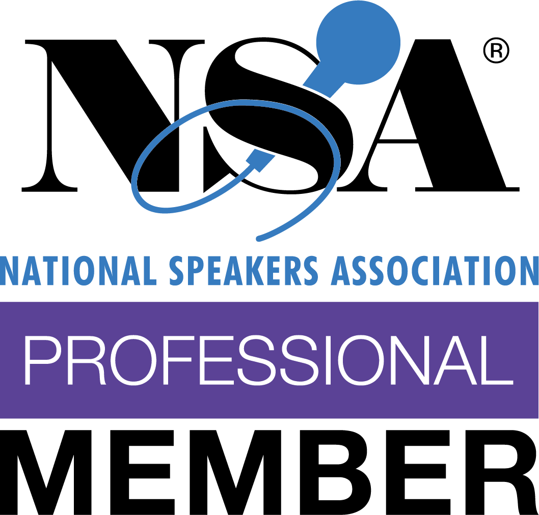 National Speakers Association Professional Member logo with blue and black text