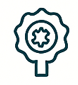 Outlined award badge with star seal icon in dark teal on white background