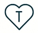 Heart outline with a letter T inside