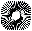 Black-and-white radial spiral pattern around a white center hole