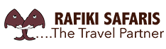 Logo for Rafiki Safaris, with two dark red elephant-like figures and text: Rafiki Safaris ...The Travel Partner.