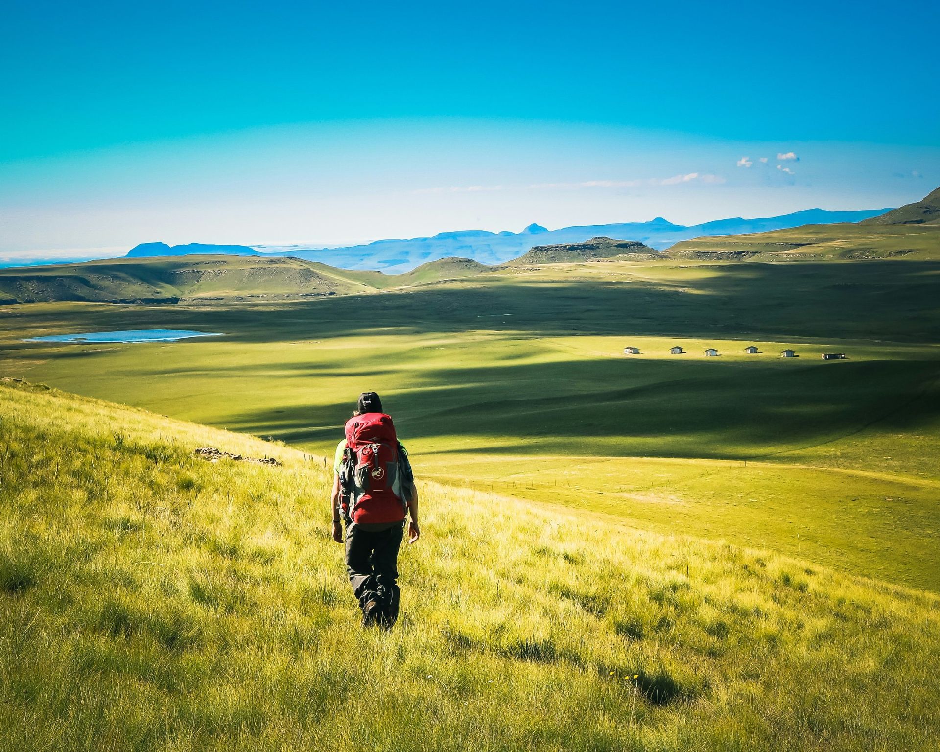 Man with a backpack walking