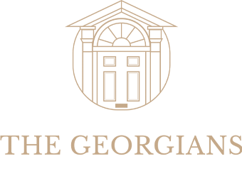 The logo for the georgians is a drawing of a house with a door.