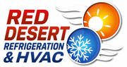 Red Desert Refrigeration & HVAC logo with red, blue, sun, and snowflake icons