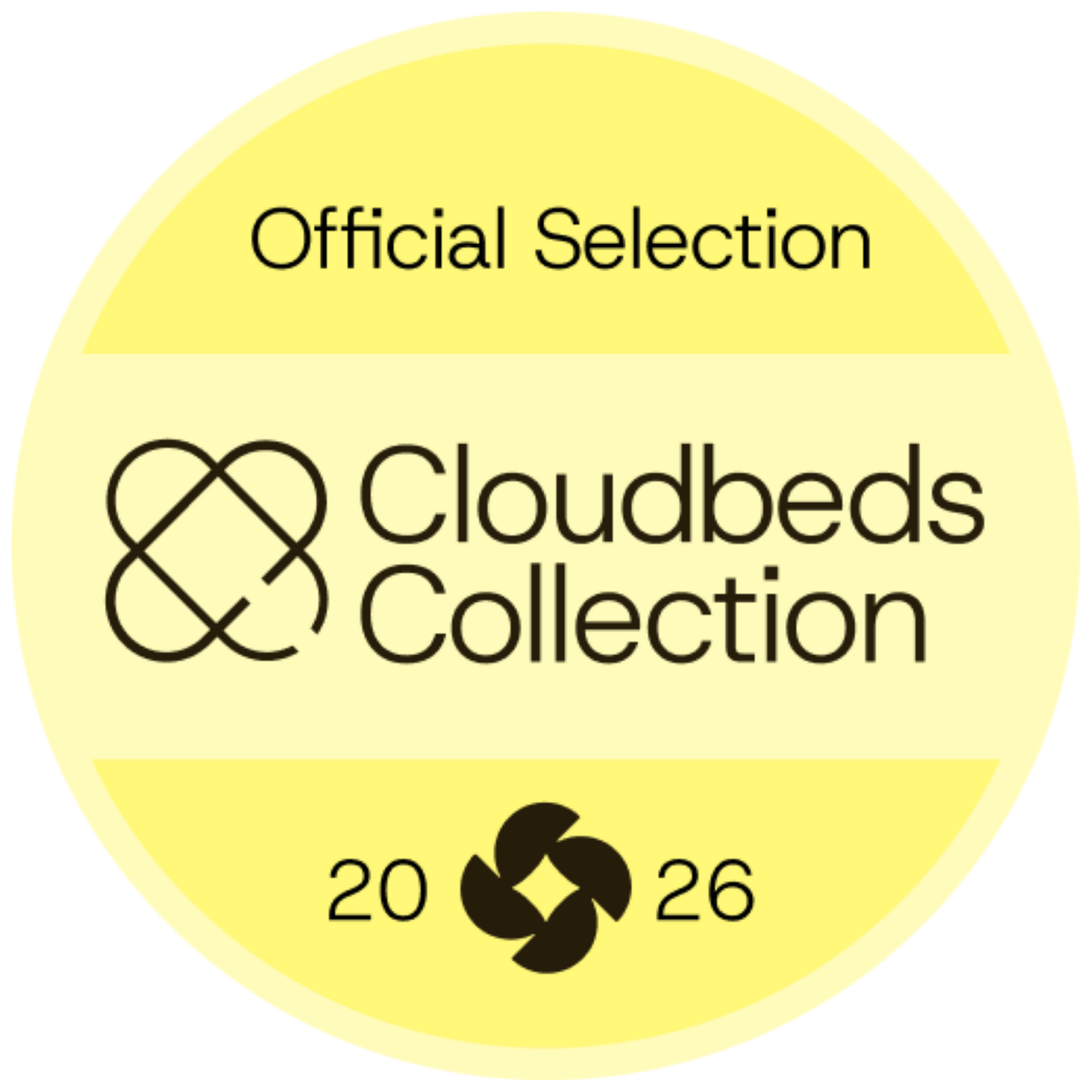 Yellow circular badge with 