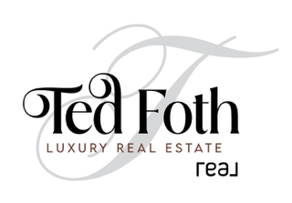 Ted Foth Luxury Real Estate logo in black and gray with stylized initials and cursive lettering