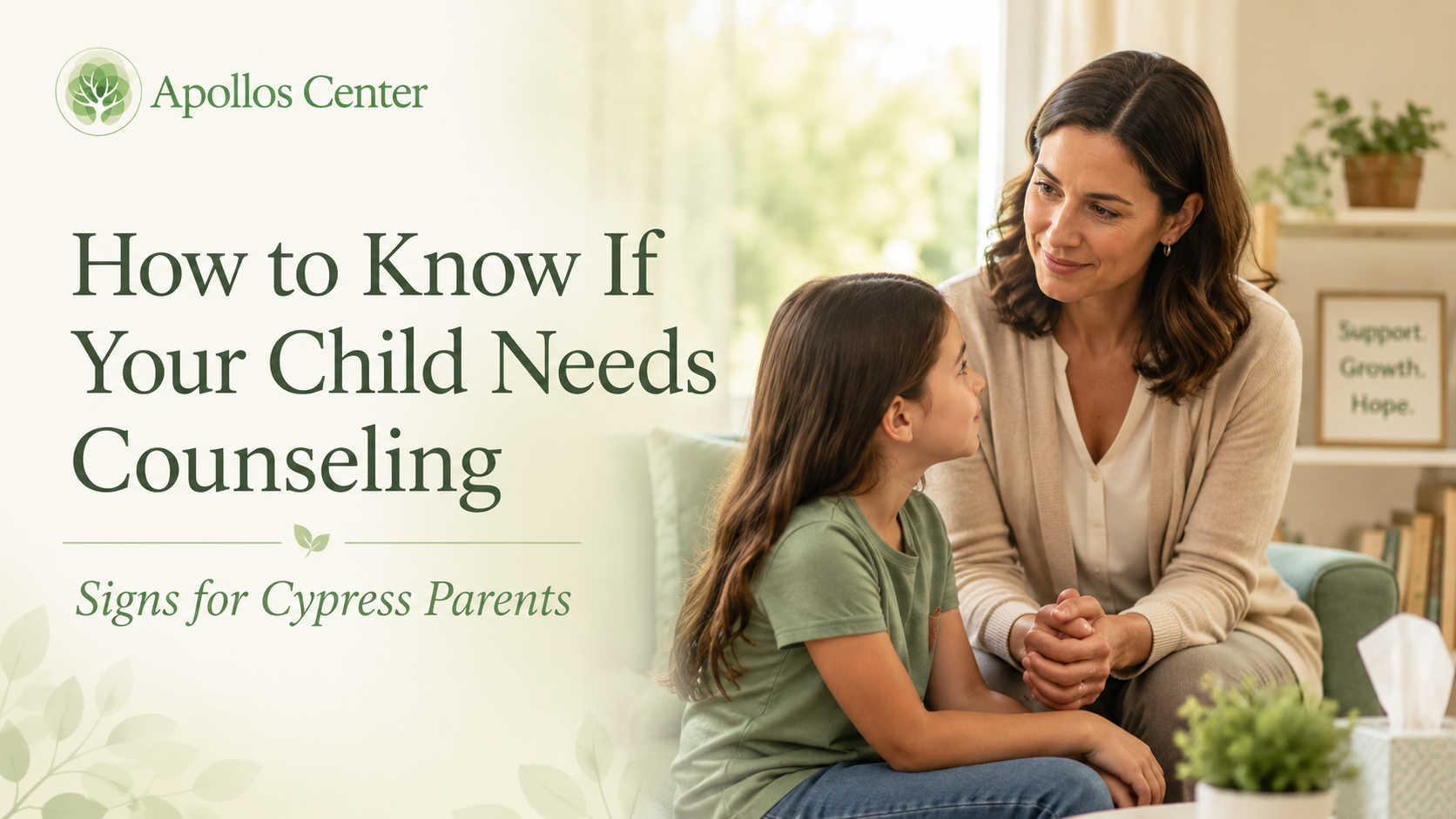 Parent and child discussing counseling signs with Fairfield Counseling Center in Cypress TX