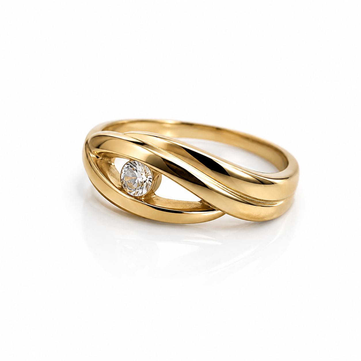 Gouden ring met zirkonia maat 18