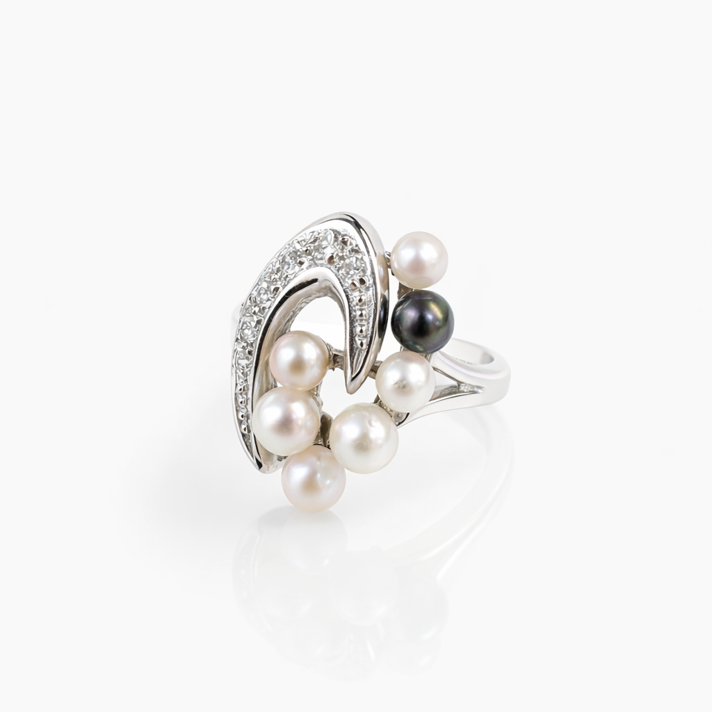 Gouden parelring met briljant 0,10ct maat 17 Juwelier Schouten Middenwaard