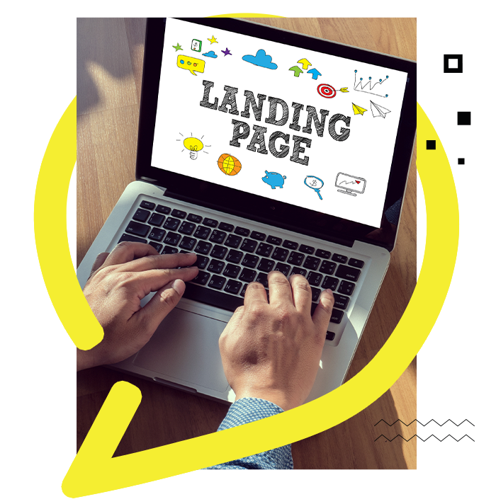 Apex Ad Agency: Navigating success! A man on his laptop, exploring a captivating landing page designed for optimal impact