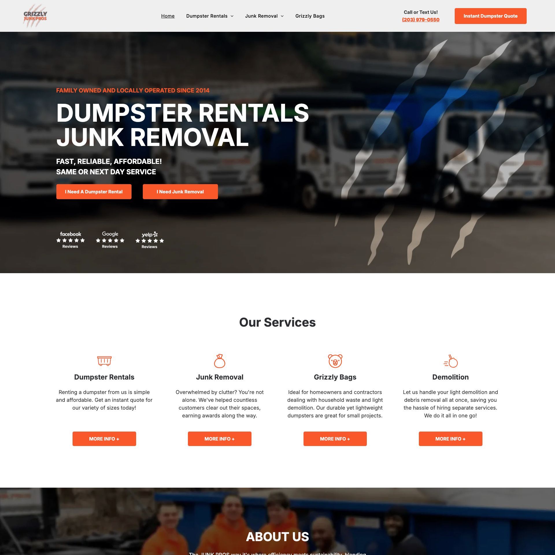 Website header with trucks,
