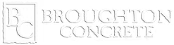 Broughton Concrete logo with stylized “BC” monogram and company name in gray outline text