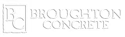 Broughton Concrete logo with stylized “BC” monogram and company name in gray outline text