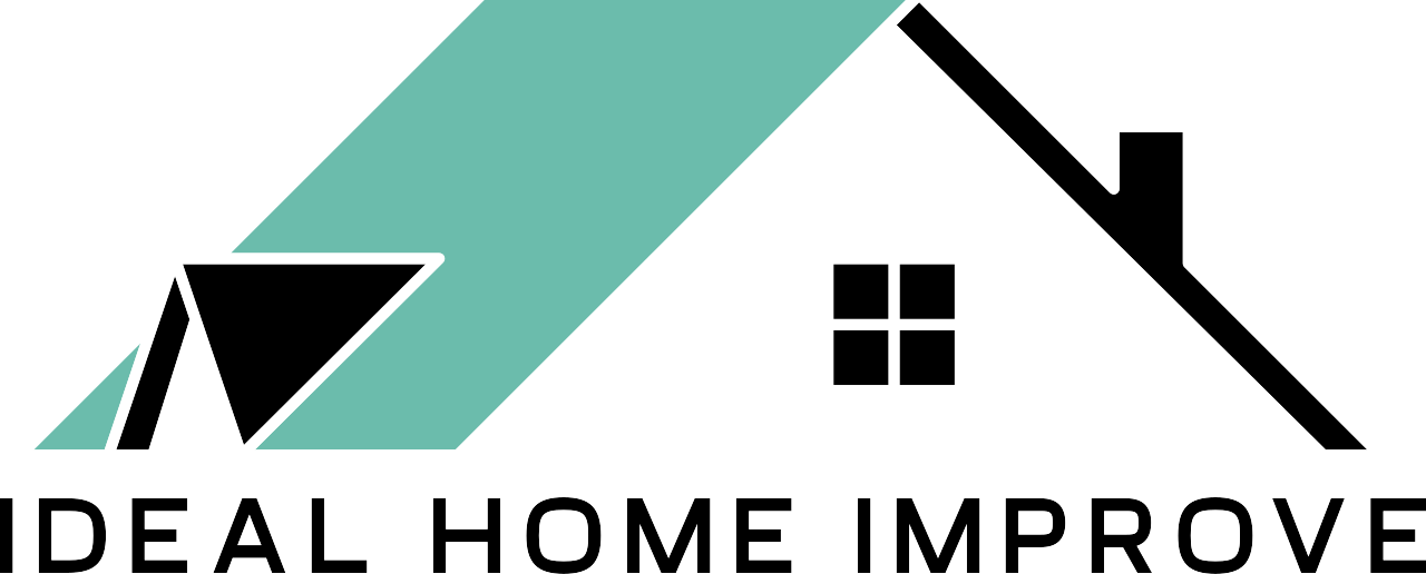 The logo for ideal home improve shows a house with a roof and a window.
