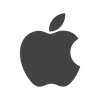 Dark gray Apple logo with a bite taken out of the right side.