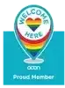 A blue map pin with 