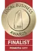 Gold Local Business Awards Finalist badge for Penrith City, on red background.
