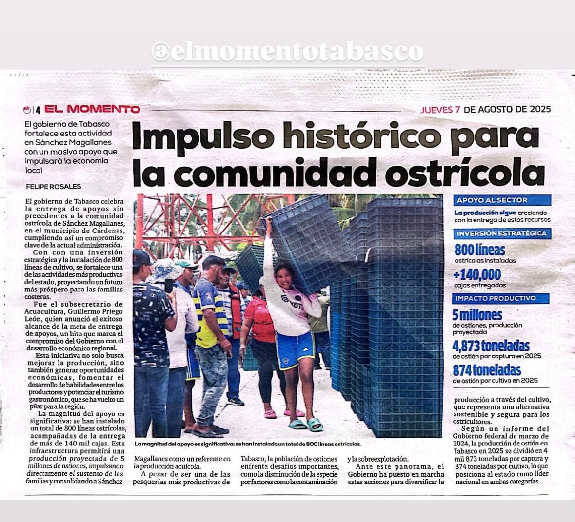 Newspaper front page about the Otstrica community, with a central photo of people walking under a tarp.