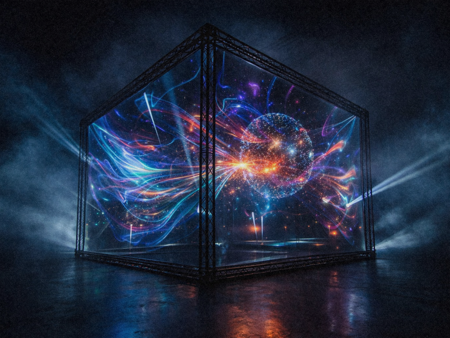 Projection on a Hologauze cube.