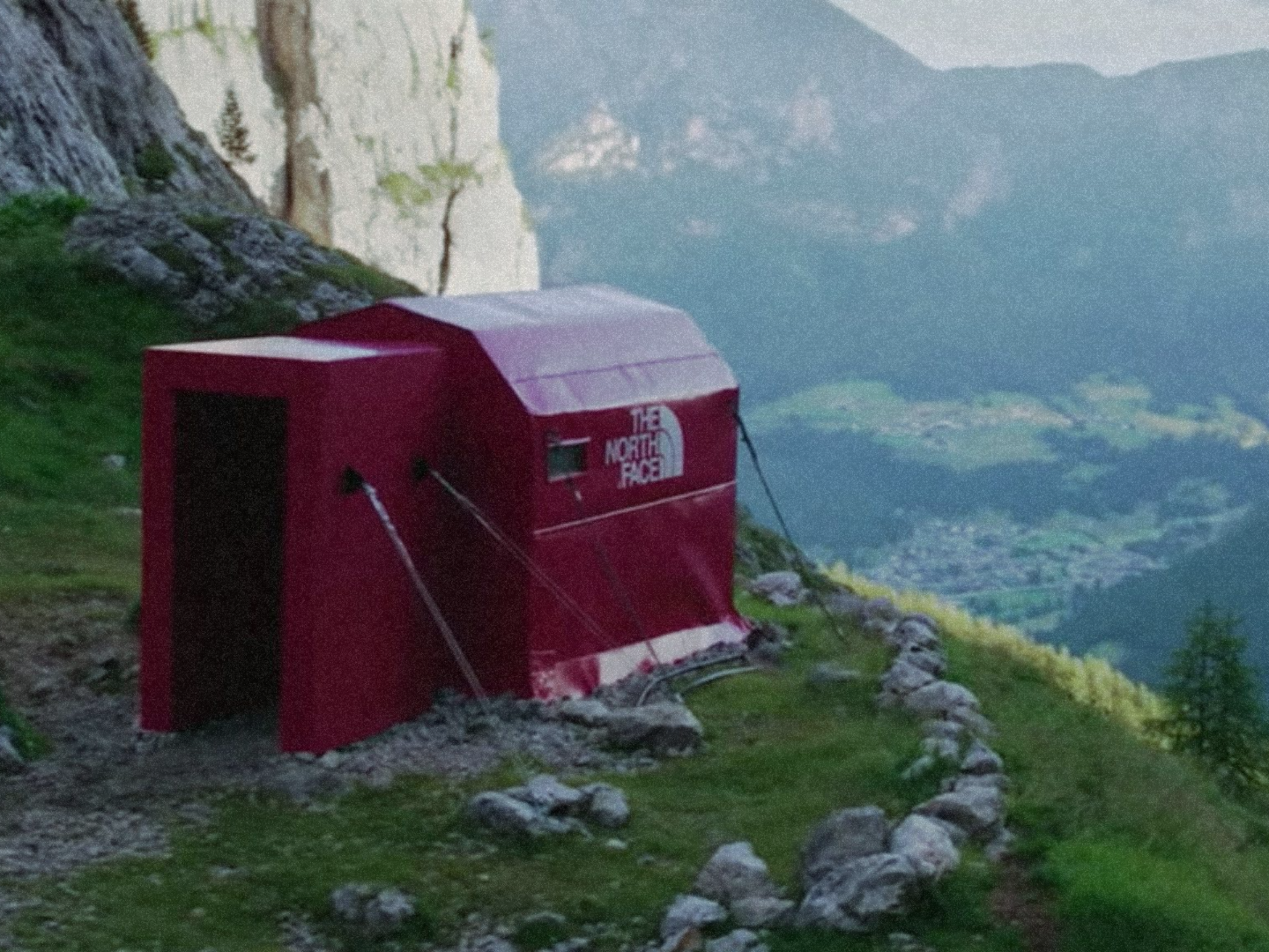 North Face pop up on the side of a mountain.