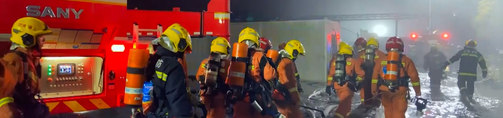 Chinese firefighters in Shanghai in ceremonial uniform as seen in Frontline Shanghai.