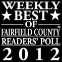 Black-and-white award badge reading “Weekly Best of Fairfield County Readers’ Poll 2012”