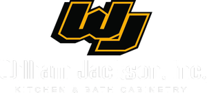 Stylized black-and-gold interlocking “WJ” logo on a white background