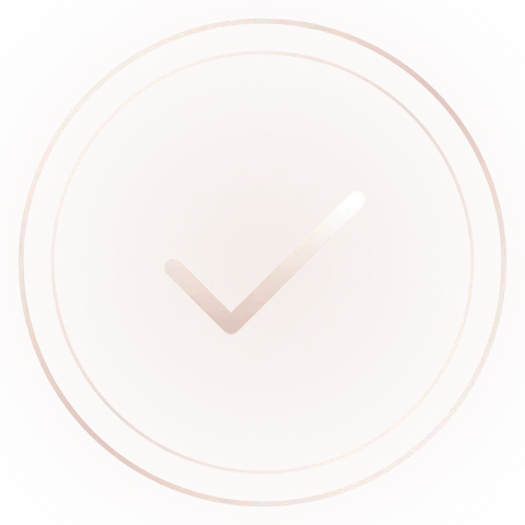 Pale pink circular checkmark icon on a white background