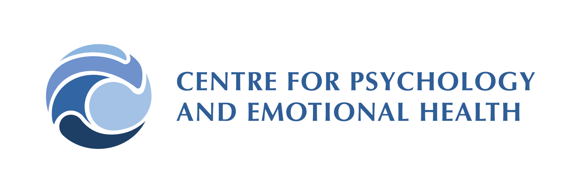 Logo for Centre for Psychology and Emotional Health with blue swirl icon and text