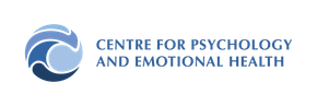 Logo for Centre for Psychology and Emotional Health with blue swirl icon and text
