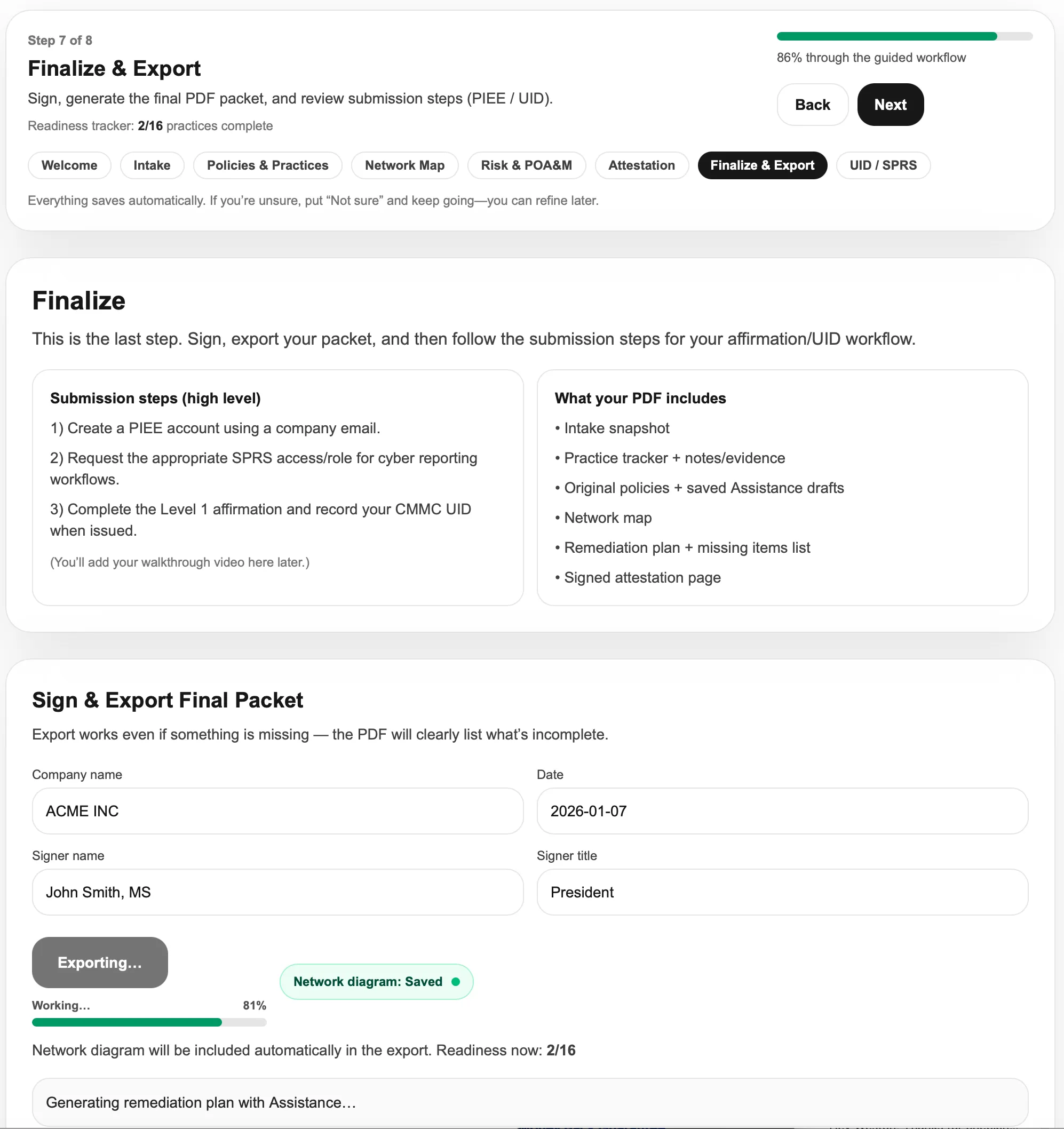 Finalize and export preview